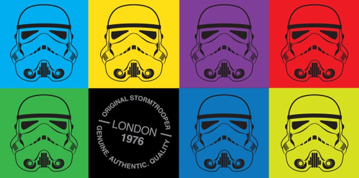 Multi-coloured images of Stormtrooper design